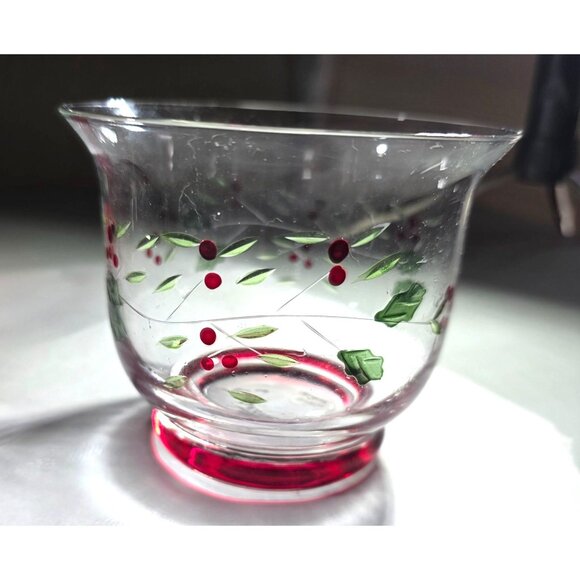Pfaltzgraff Winterberry Holiday Glass Tealight votive Candle Holders christmas - Picture 2 of 4